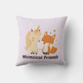 Grappige vrienden Unicorn & Fox | magisch dier Kussen (Achterkant)