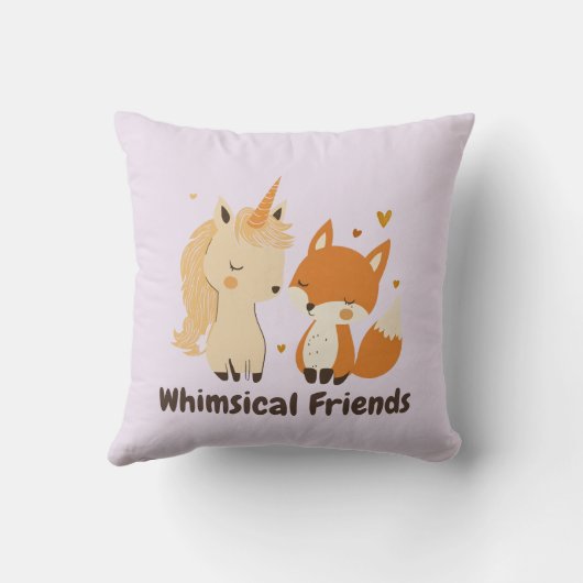 Grappige vrienden Unicorn & Fox | magisch dier Kussen (Achterkant)