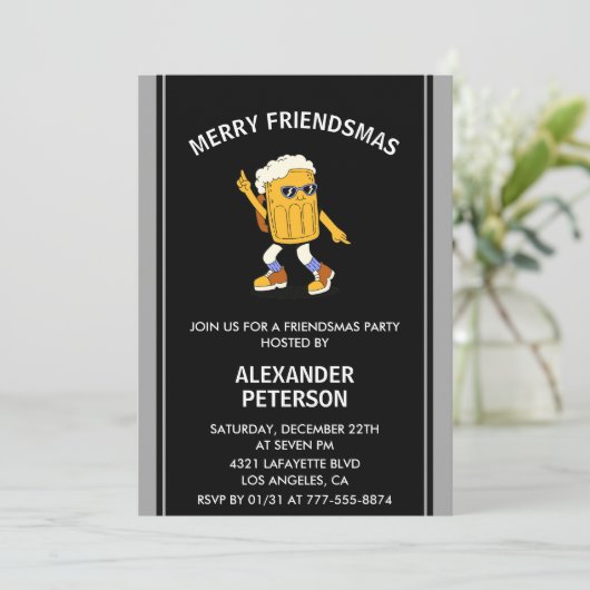 Grappige Vriendjes uitnodigingen Bier (Staand voorkant)