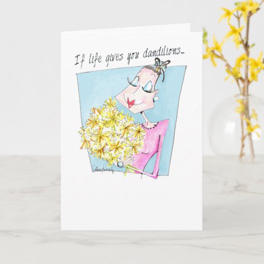 Grappige vriendschap, verjaardagskaart voor vrouwe kaart (Gele Bloem)