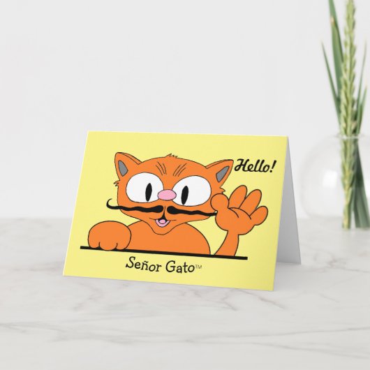 Grappige Vriendschapskaart Meow's het gaan? Cartoo Kaart (Voorkant)