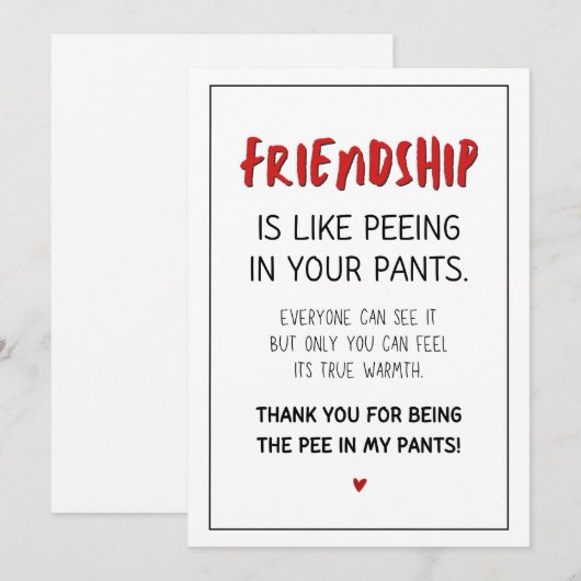 Grappige vriendschapskaart, vriend briefkaart, hum feestdagenkaart (Voorkant / Achterkant)