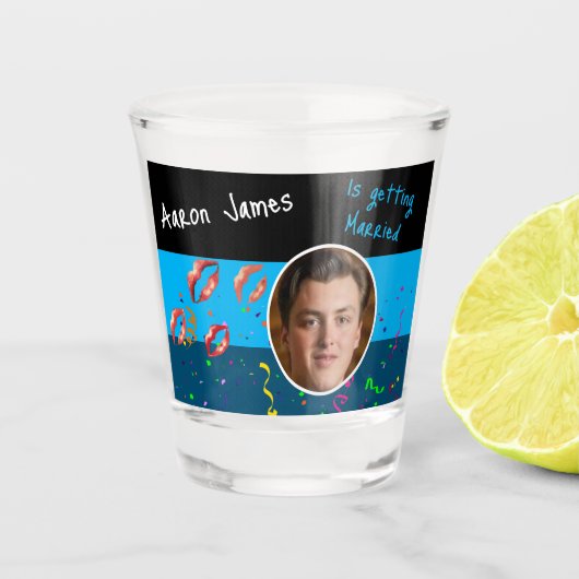 Grappige vrijgezellenfeest Activiteit voor Bruideg Shot Glas (Voorkant)