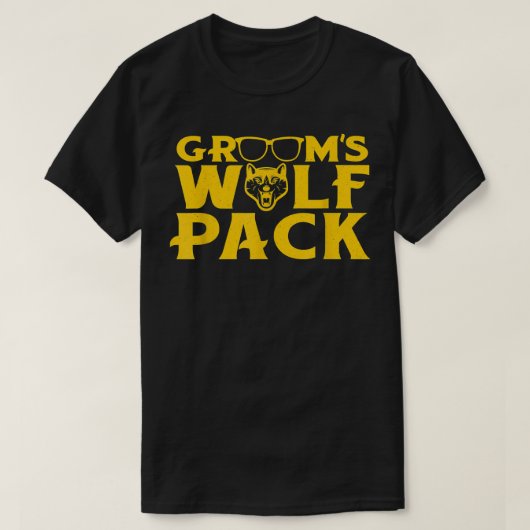 Grappige vrijgezellenfeest bruidegom wolfpack trou t-shirt (Design voorkant)
