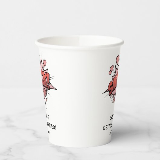 Grappige vrijgezellenfeest Retro Bruiloft Papieren Bekers (Links)