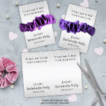 Grappige vrijgezellenfeest scrunchie houder gunst briefkaart<br><div class="desc">Creëer een grappige (en misschien wel noodzakelijke) scrunchie bachelorette party favorietenkaart met faux silver glitter en het gezegde TO HAVE AND TO HOLD YOUR HAIR BACK en gepersonaliseerd met Name's Bachelorette Party in een moderne, chique handgeschreven scripttypografie en datum op de voorkant en een bedankbericht op maat op de achterkant....</div>