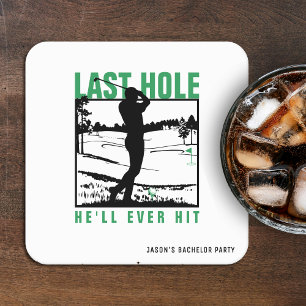 Grappige vrijgezellenfeest voor golfer Laatste hol Kartonnen Onderzetters