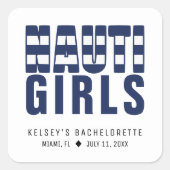Grappige vrijgezellenfeest voor Nauti Girls Vierkante Sticker (Voorkant)