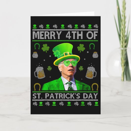 Grappige vrolijke 4e St. Patrick's Day Joe Biden h Kaart (Voorkant)