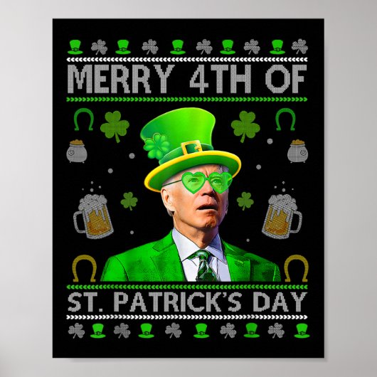 Grappige vrolijke 4e St. Patrick's Day Joe Biden h Poster (Voorkant)