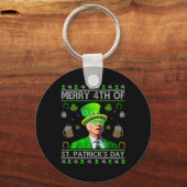 Grappige vrolijke 4e St. Patrick's Day Joe Biden h Sleutelhanger (Voorkant)