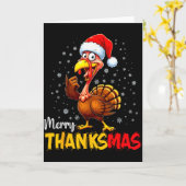 Grappige vrolijke dankmas kalkoen kerstman hoed th kaart (Gele Bloem)