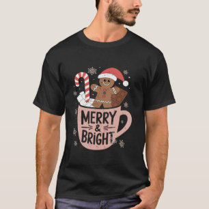 Grappige vrolijke en heldere kerst peperkoek man h t-shirt