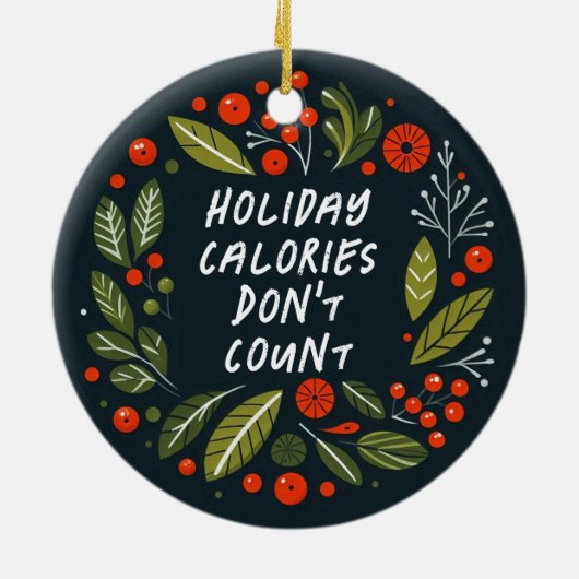 Grappige vrolijke en heldere vakantie calorieën keramisch ornament (Achterkant)