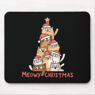 Grappige vrolijke Katkartmis Meowy Kerstboom Kat S Muismat