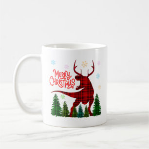 grappige vrolijke kerst dinosaurus hert check geru koffiemok