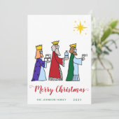 Grappige vrolijke kerst Drie Koningen Groet Feestdagenkaart (Staand voorkant)