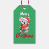 Grappige vrolijke kerst Koala Santa rood en groen  Cadeaulabel (Achterkant)
