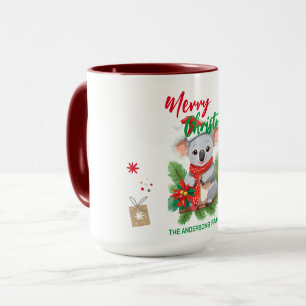 Grappige vrolijke kerst Koala Santa rood en groen  Mok