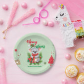Grappige vrolijke kerst Koala Santa rood en groen  Papieren Bordje (Feest)