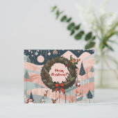 Grappige vrolijke kerst met feestelijke krans briefkaart (Staand voorkant)