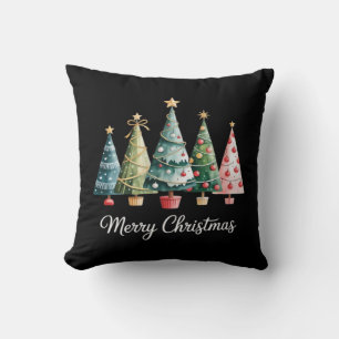 Grappige vrolijke kerstbomen Boog Kerstman Familie Kussen