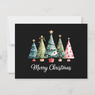Grappige vrolijke kerstbomen Boog Kerstman Familie Magnetische Uitnodiging