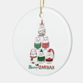 Grappige vrolijke kerstboom kitten keramisch ornament (Links)