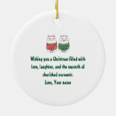 Grappige vrolijke kerstboom kitten keramisch ornament (Achterkant)