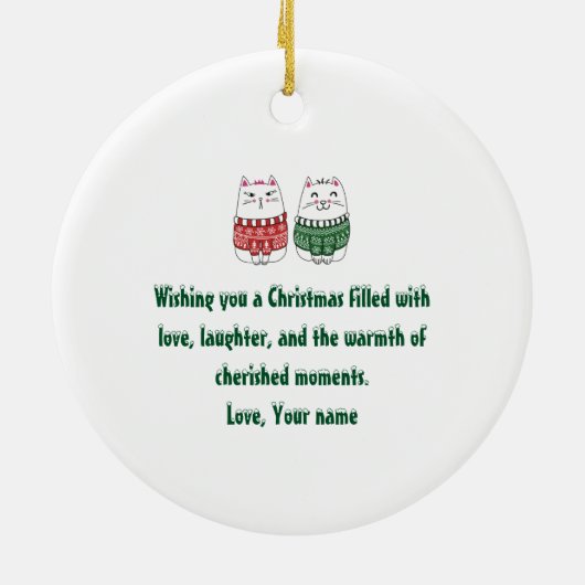 Grappige vrolijke kerstboom kitten keramisch ornament (Achterkant)