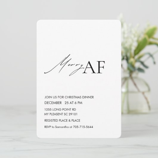 Grappige vrolijke kerstdiner kaart (Staand voorkant)