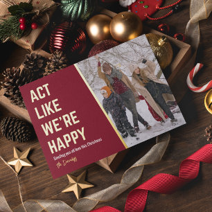 Grappige vrolijke kerstfoto folie feestdagenkaart