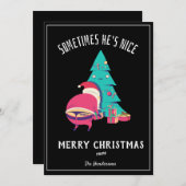 Grappige vrolijke kerstgroet ondeugende zwart feestdagenkaart (Voorkant / Achterkant)