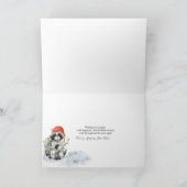 Grappige vrolijke kerstkaart met cute wasbeer kers kaart (Binnen)