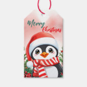 Grappige vrolijke kerstkrans Schattigee pinguïn Sa Cadeaulabel (Voorkant)