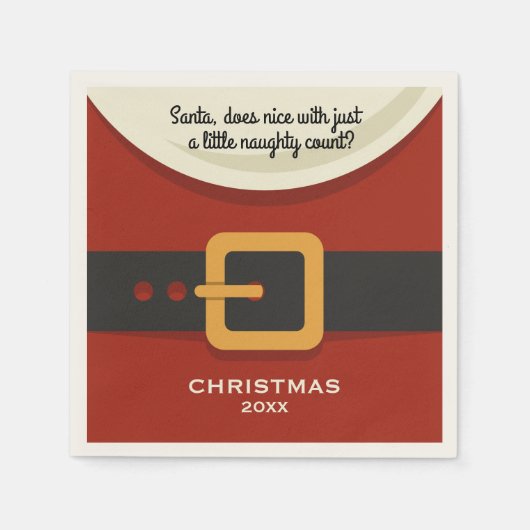 Grappige Vrolijke Kerstman Ondeugend & Nice Servetten (Voorkant)