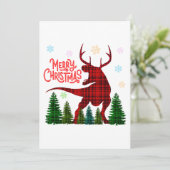 Grappige Vrolijke Kerstmis Dinosaurus Herten Check Kaart (Staand voorkant)