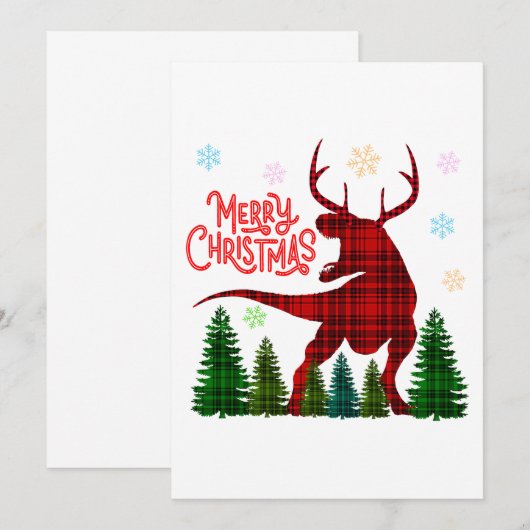 Grappige Vrolijke Kerstmis Dinosaurus Herten Check Kaart (Voorkant / Achterkant)