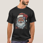 Grappige Vrolijke Kerstmis Kerstman Bijpassende Fa T-shirt (Voorkant)