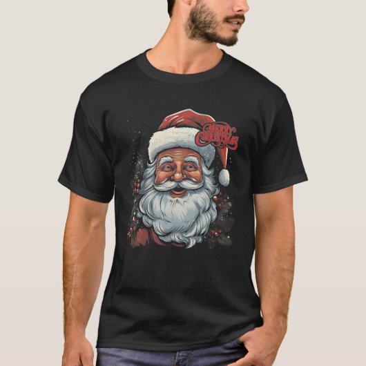 Grappige Vrolijke Kerstmis Kerstman Bijpassende Fa T-shirt (Voorkant)