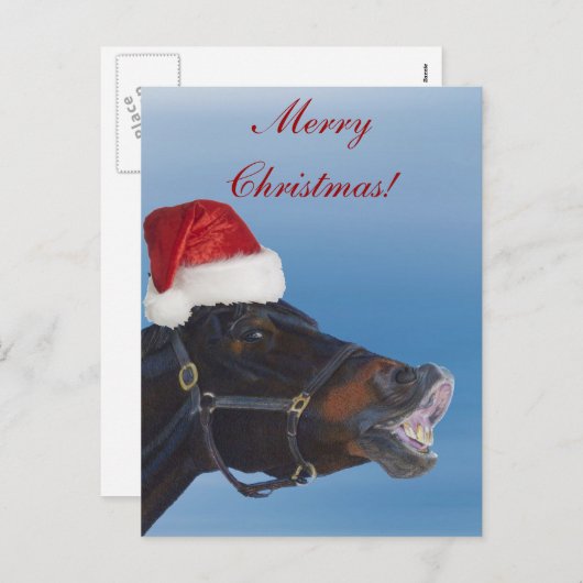 Grappige Vrolijke Kerstmis van het Pony Feestdagenkaart (Voorkant / Achterkant)