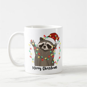 Grappige Vrolijke Kerstmis Wasbeer Koffiemok