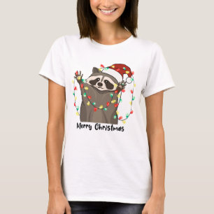 Grappige Vrolijke Kerstmis Wasbeer T-shirt