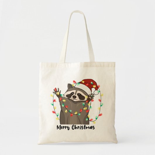 Grappige Vrolijke Kerstmis Wasbeer Tote Bag (Voorkant)