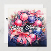 Grappige vrolijke kerstvakantie krans feestdagenkaart (Voorkant / Achterkant)