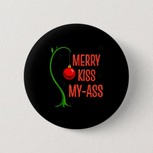 Grappige vrolijke Kus-mijn-Kerstmis Volwassene Gra Ronde Button 5,7 Cm