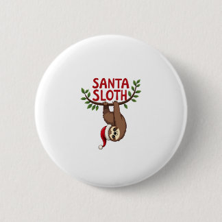 Grappige vrolijke luiaard Kerstmis luiaard lui die Ronde Button 5,7 Cm