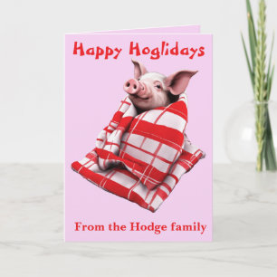 Grappige Vrolijke Varkens in Dekens Kerstmis Dier Kaart