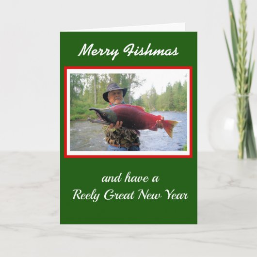 Grappige vrolijke viskerij Kerstmis uw vissen foto Kaart (Voorkant)