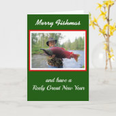 Grappige vrolijke viskerij Kerstmis uw vissen foto Kaart (Gele Bloem)